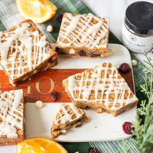 Cranberry Bliss Blondie Drizzled with Orange Glaze