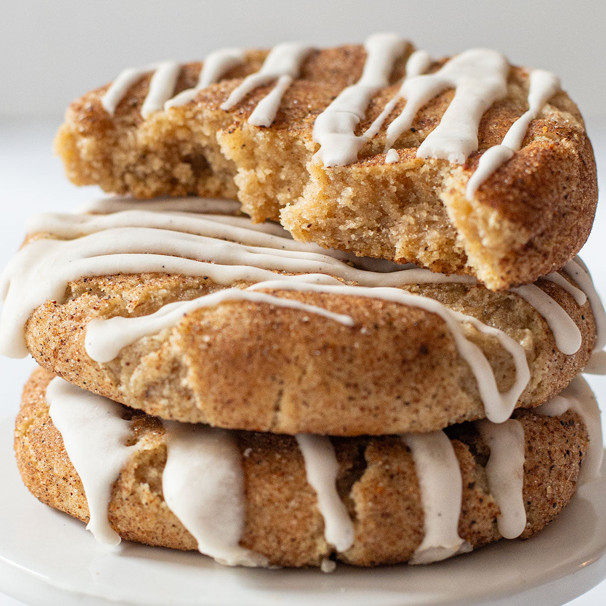 Giant Chai Spiced Cookies with Vanilla Bean Drizzle